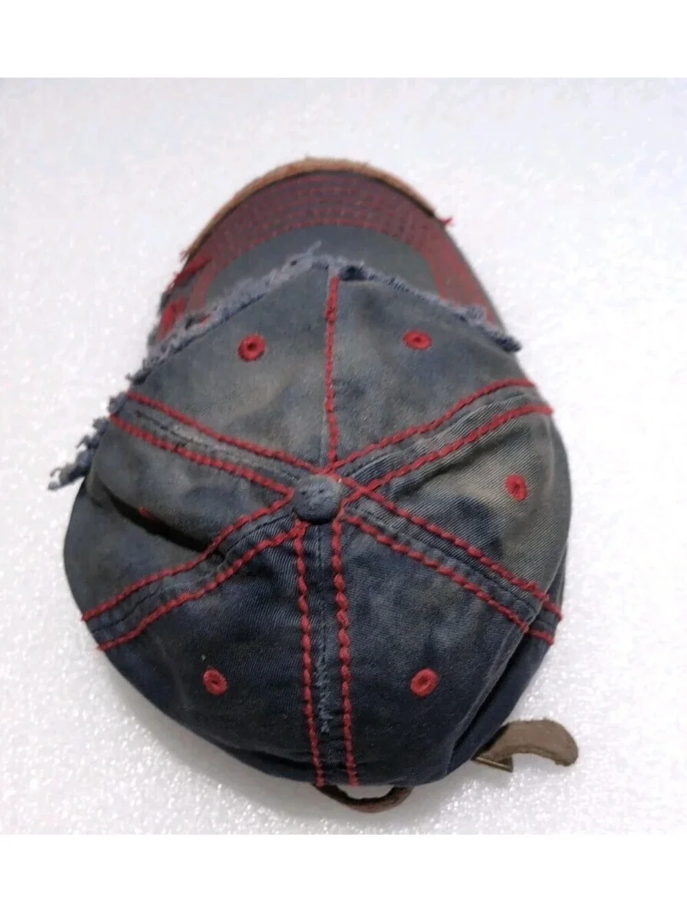 Vintage True Religion Hat Faded Distressed Blue Red One Sz Fits All Adjustable